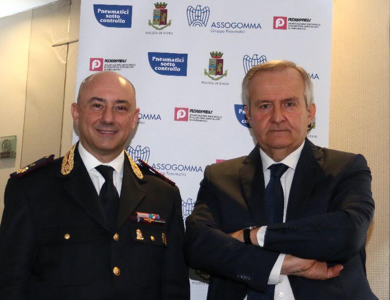 Santo Puccia, Direttore del Servizio Polizia Stradale, e Franco Bertolotti, direttore di Assogomma
