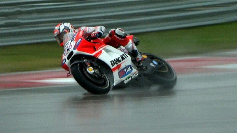 Dovizioso &egrave; il pi&ugrave; veloce nelle FP1 bagnate di Austin