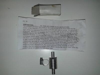 Valvola chiusura olio Norton Commando