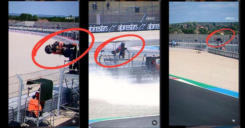 MotoGP 2025. GP di Ungheria. Per quei pochi che non l&#039;hanno visto, ecco l&#039;incidente di Pedro Acosta, la moto finisce a pochi cm dal cameraman [VIDEO]
