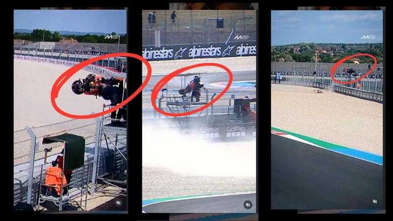 MotoGP 2025. GP di Ungheria. Per quei pochi che non l&#039;hanno visto, ecco l&#039;incidente di Pedro Acosta, la moto finisce a pochi cm dal cameraman [VIDEO]