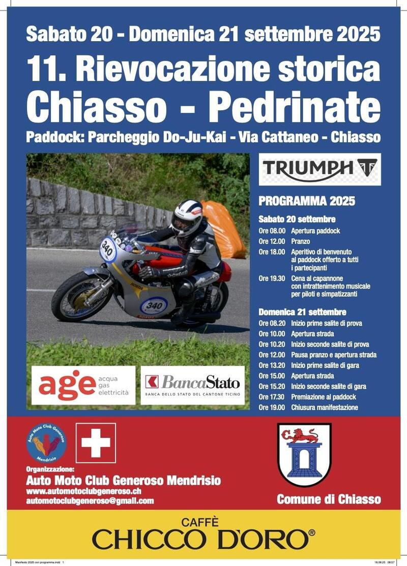Il programma della Chiasso-Pedrinate 2025