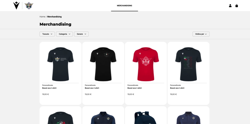 Schermata dell&#039;e-commerce ufficiale FMI