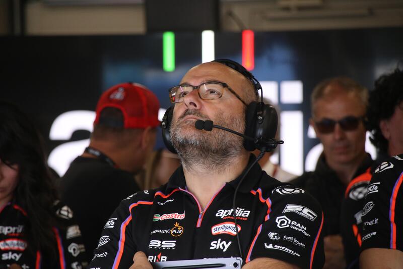 Sterlacchini nel box Aprilia al Balaton Park