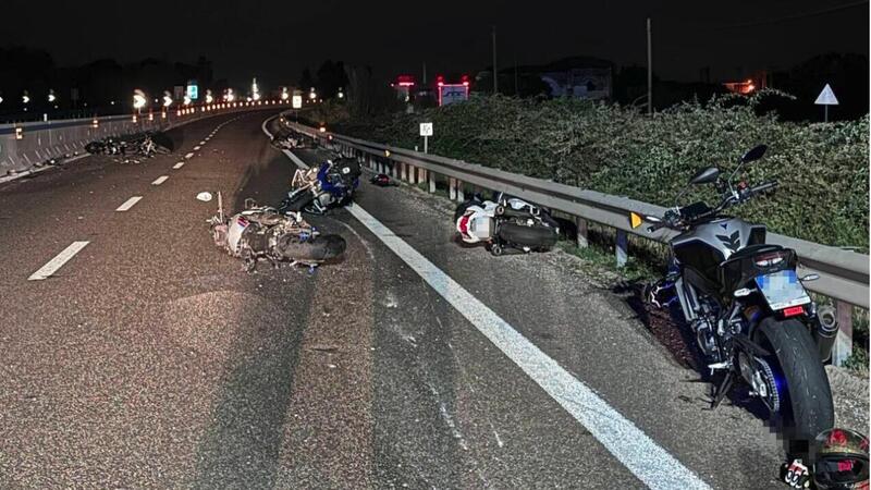 In Puglia. Sette moto a terra e una vittima in una tragica carambola notturna 