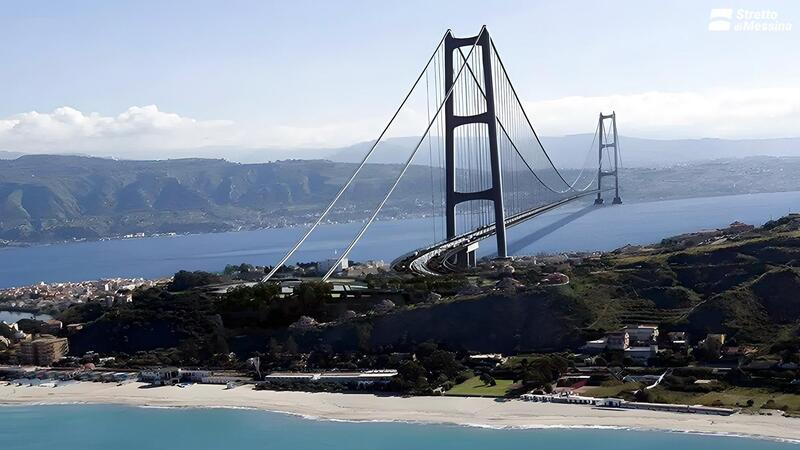 Render del ponte sullo Stretto di Messina