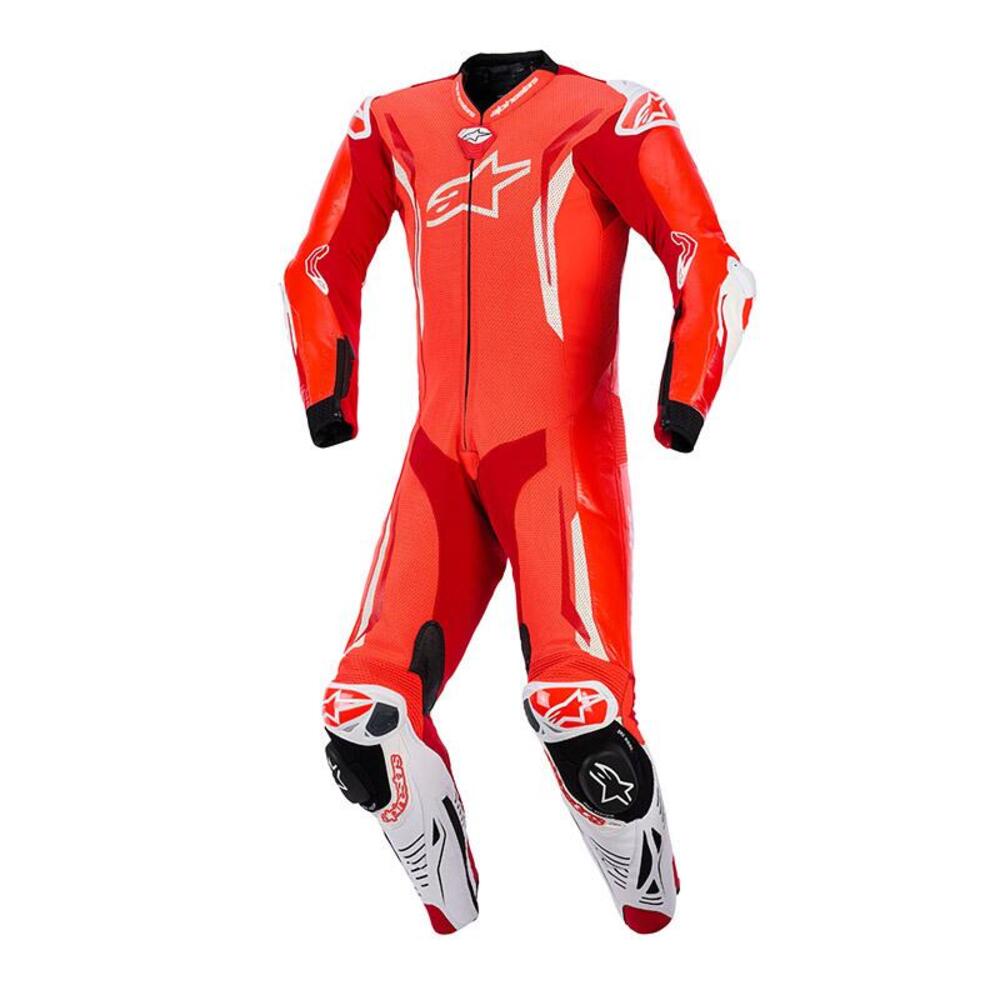 Tuta Moto Pelle Alpinestars Gp Tech V5 Rosso Fluo
