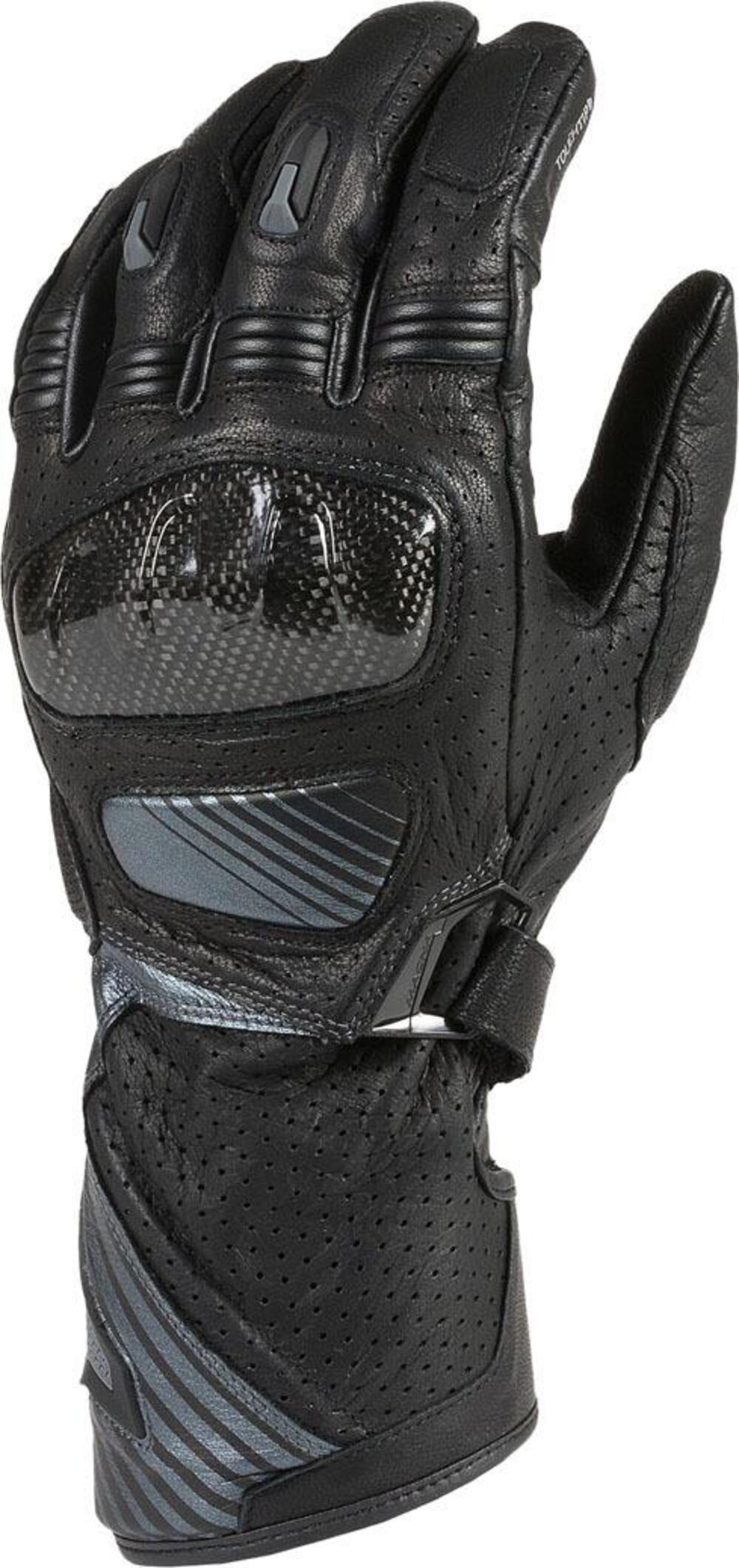 Guanti moto pelle racing estivi Macna Airpack Nero