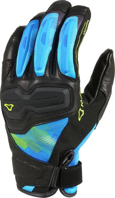 Guanti moto estivi Macna Haros Nero Blu Giallo flu