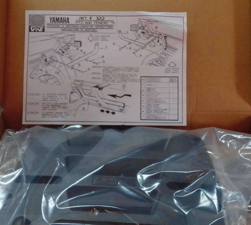 F322 KIT piastra posteriore XTZ 660 TENERE' "91" Givi
