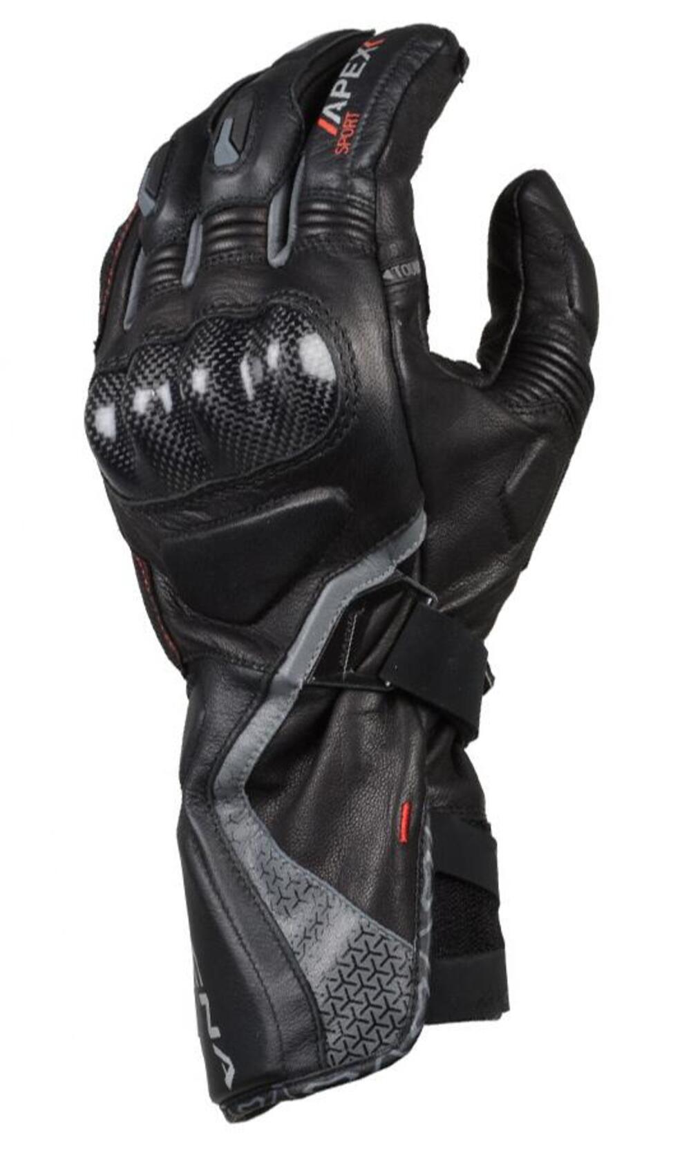 Guanti moto pelle estivi racing Macna Apex Nero