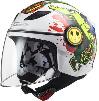 Casco jet bambino LS2 OF602 FUNNY CROCO Bianco