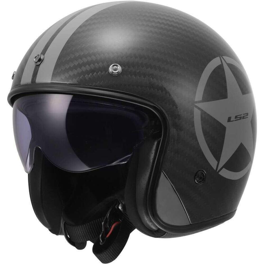 Casco Jet LS2 OF601 Bob II C Star Grigio In Carbon