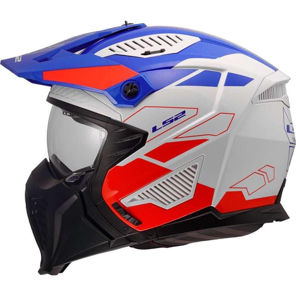 Casco Jet LS2 OF606 Drifter Trek Bianco Blu Rosso