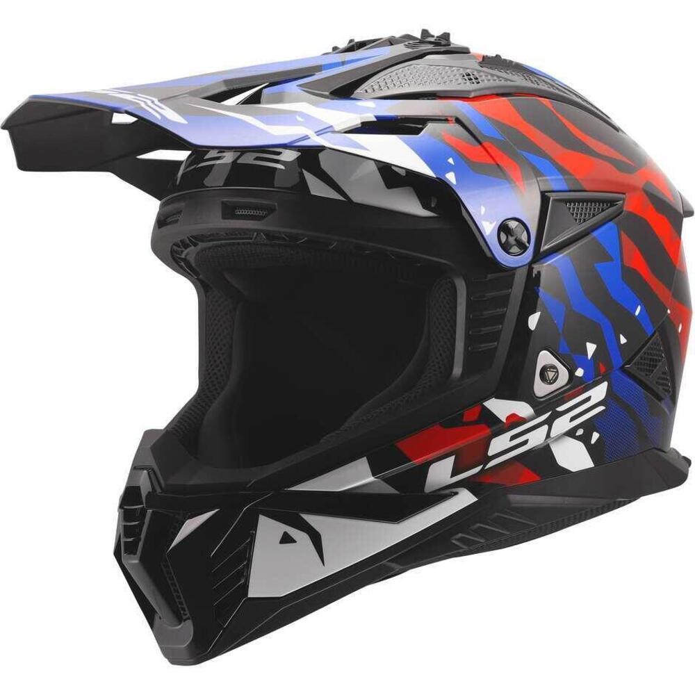Casco Cross LS2 MX708 Fast II Grotesk Bianco Blu R