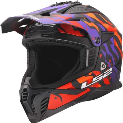 Casco Cross LS2 MX708 Fast II Grotesk Viola Aranci