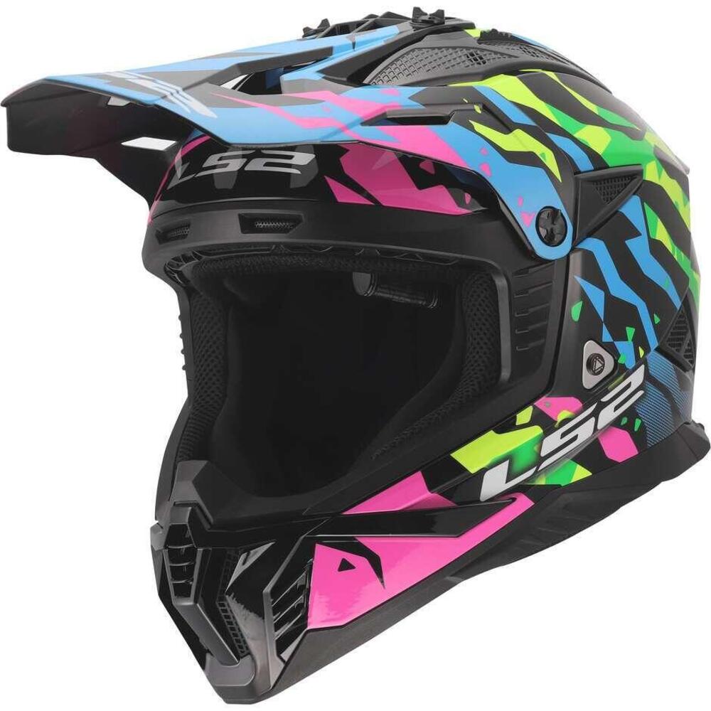 Casco Cross LS2 MX708 Fast II Grotesk Blu Rosa Ver
