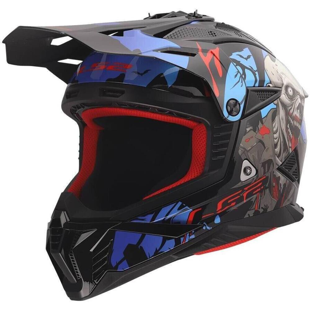 Casco Cross LS2 MX708 Fast II Zombie II Nero Rosso