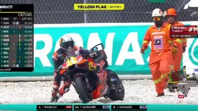 MotoGP 2025. GP della Malesia. Multato Pedro Acosta: dopo la caduta &egrave; ripartito e ha girato negli ultimi 3 minuti del Q2 [VIDEO]