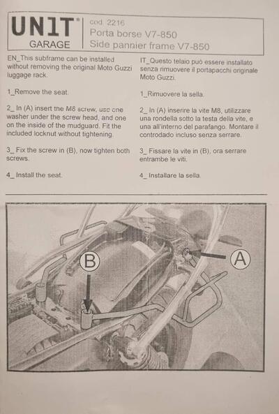 Coppia telai laterali Unit Garage Moto Guzzi V7