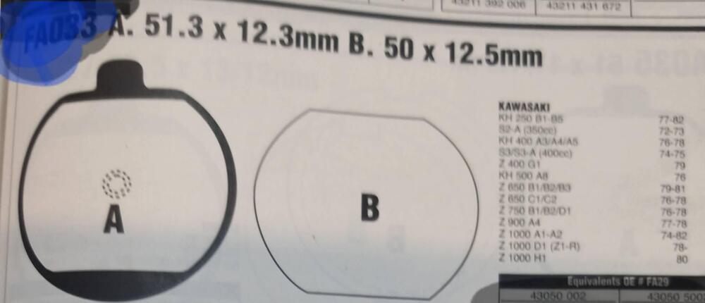 PASTIGLIR FRENO KAWASAKI