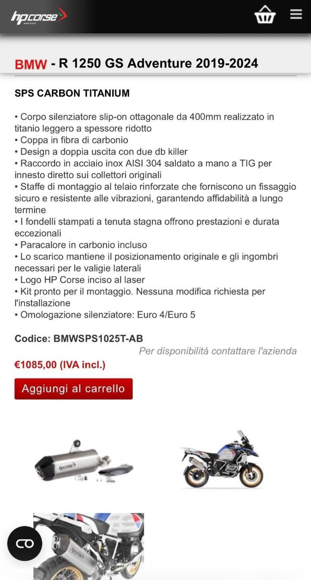 HP Corse SPS SHORT CARBON TITANIUM BMW GS 1250 201 (3)