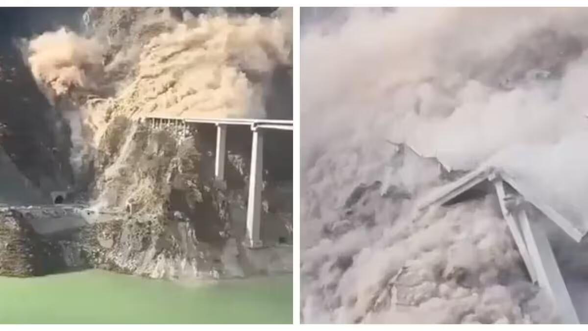 [VIDEO] Cina, crolla un ponte autostradale appena inaugurato: la frana ripresa in un video shock