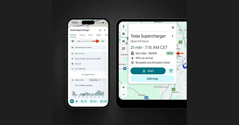 Google Maps si allea con Tesla: ora puoi vedere in tempo reale i Supercharger liberi