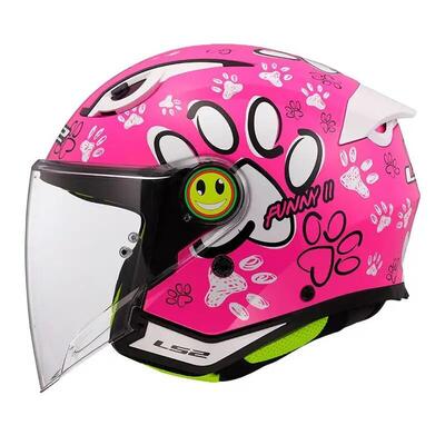 casco jet bambino LS2 Funny 2 Paws rosa