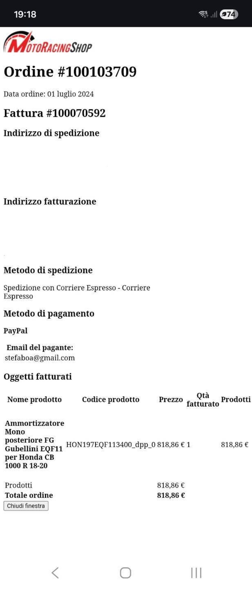 Mono FG Gubellini EQF11 per CB1000R 2018-2024 FG Special Parts (14)