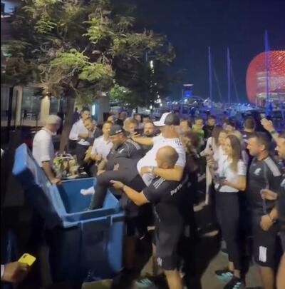 F1. Valtteri Bottas gettato nel bidone dell&rsquo;immondizia: lo scherzoso addio alla Mercedes