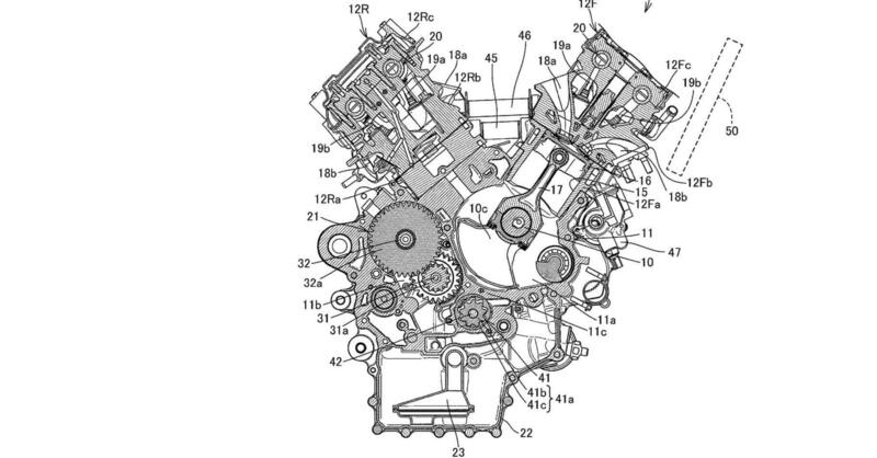 Honda: Un brevetto svela un nuovo motore V4 con dettagli interessanti.