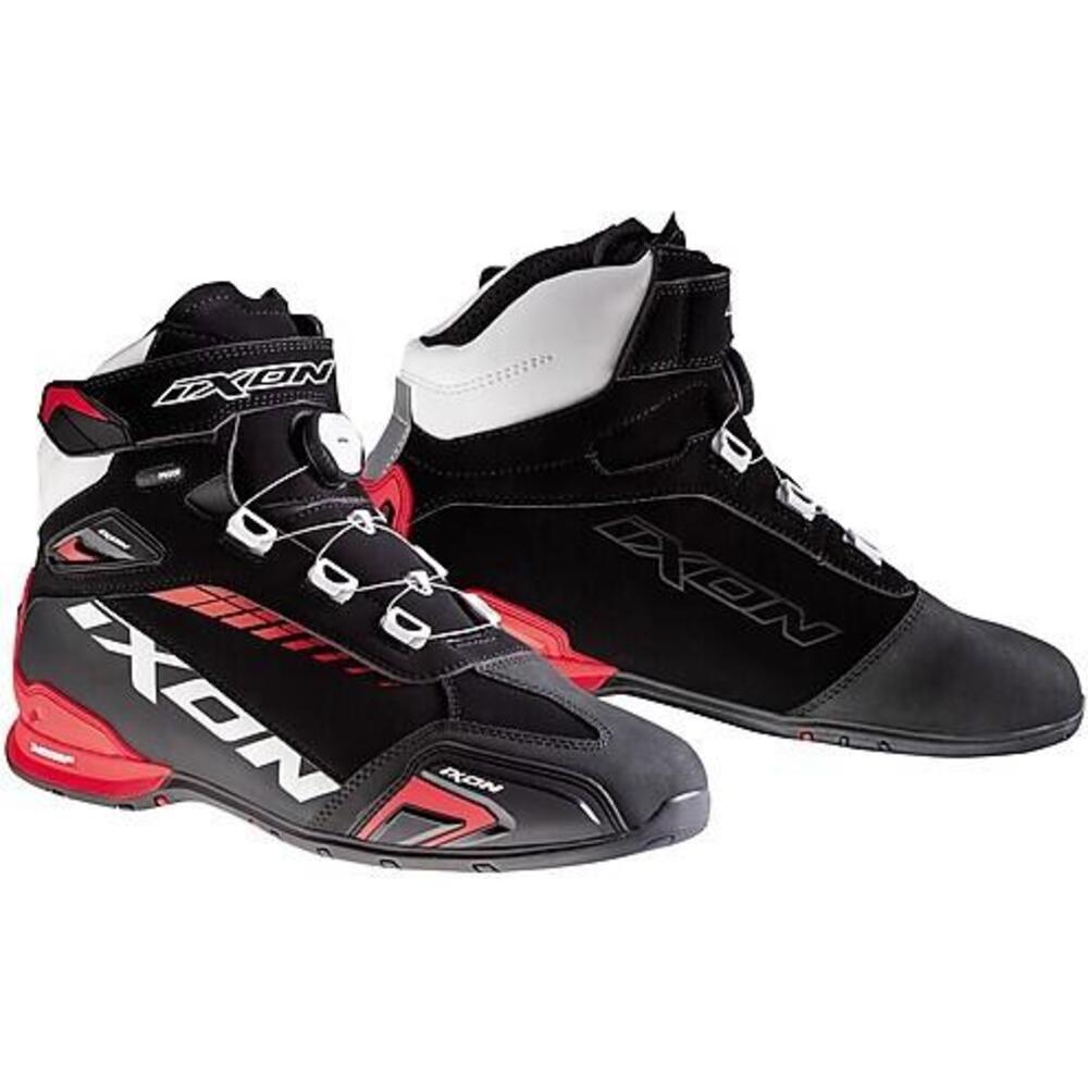 Scarpe moto Ixon BULL WP nero bianco rosso