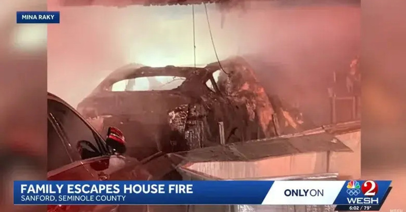 Tesla Model Y prende fuoco mentre &egrave; in carica: incendio distrugge una casa in Florida