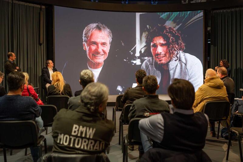 Franco e Andrea Antonello mentre presentano il cortometraggio dedicato alla loro sesta avventura