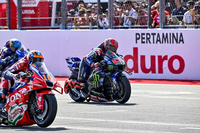 Marini (Honda) e Quartararo (Yamaha), partenza GP d'Indonesia