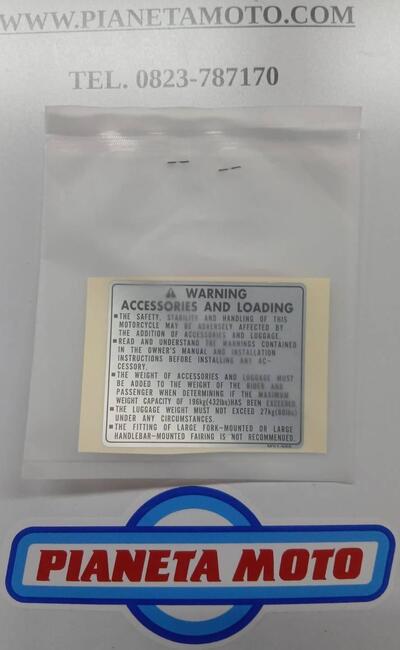 87512MV1680 ETICHETTA CARICO EDACCESSORI HONDA AFR