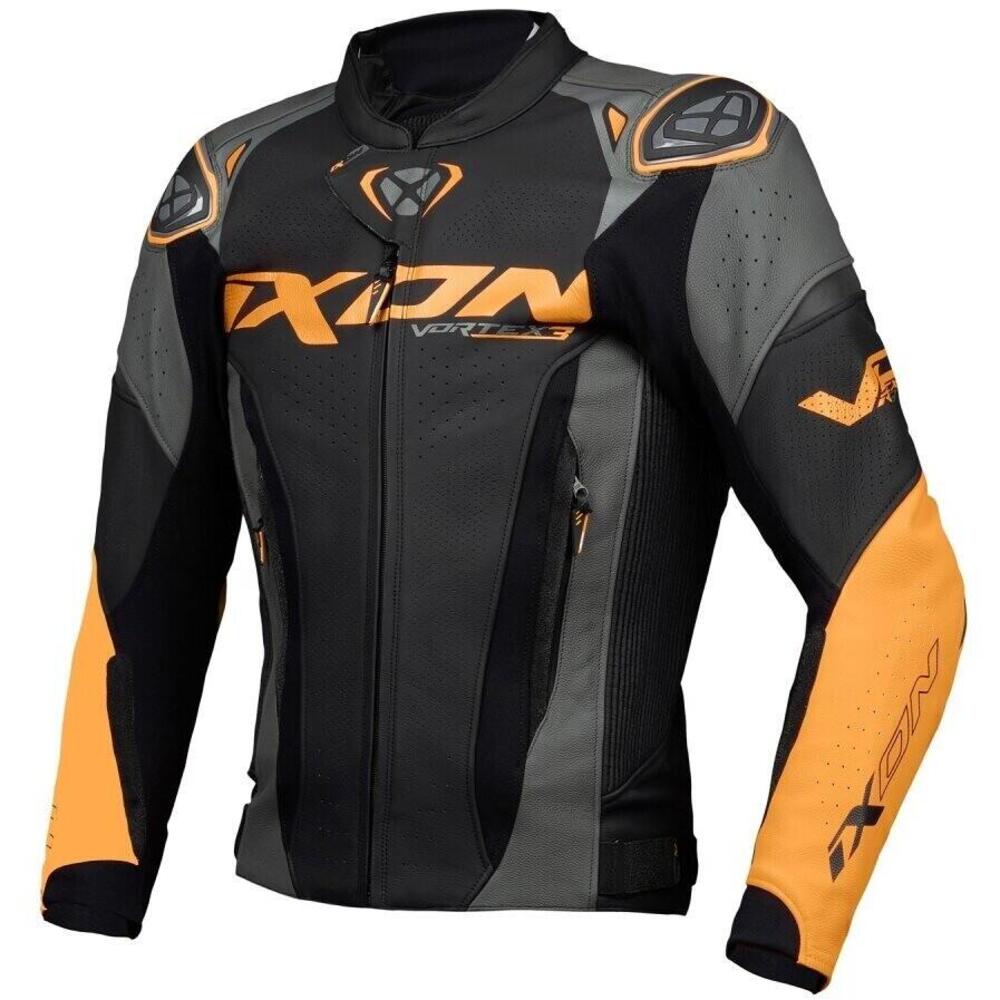 Giacca moto pelle Ixon Vortex 3 Nero Antracite Ara