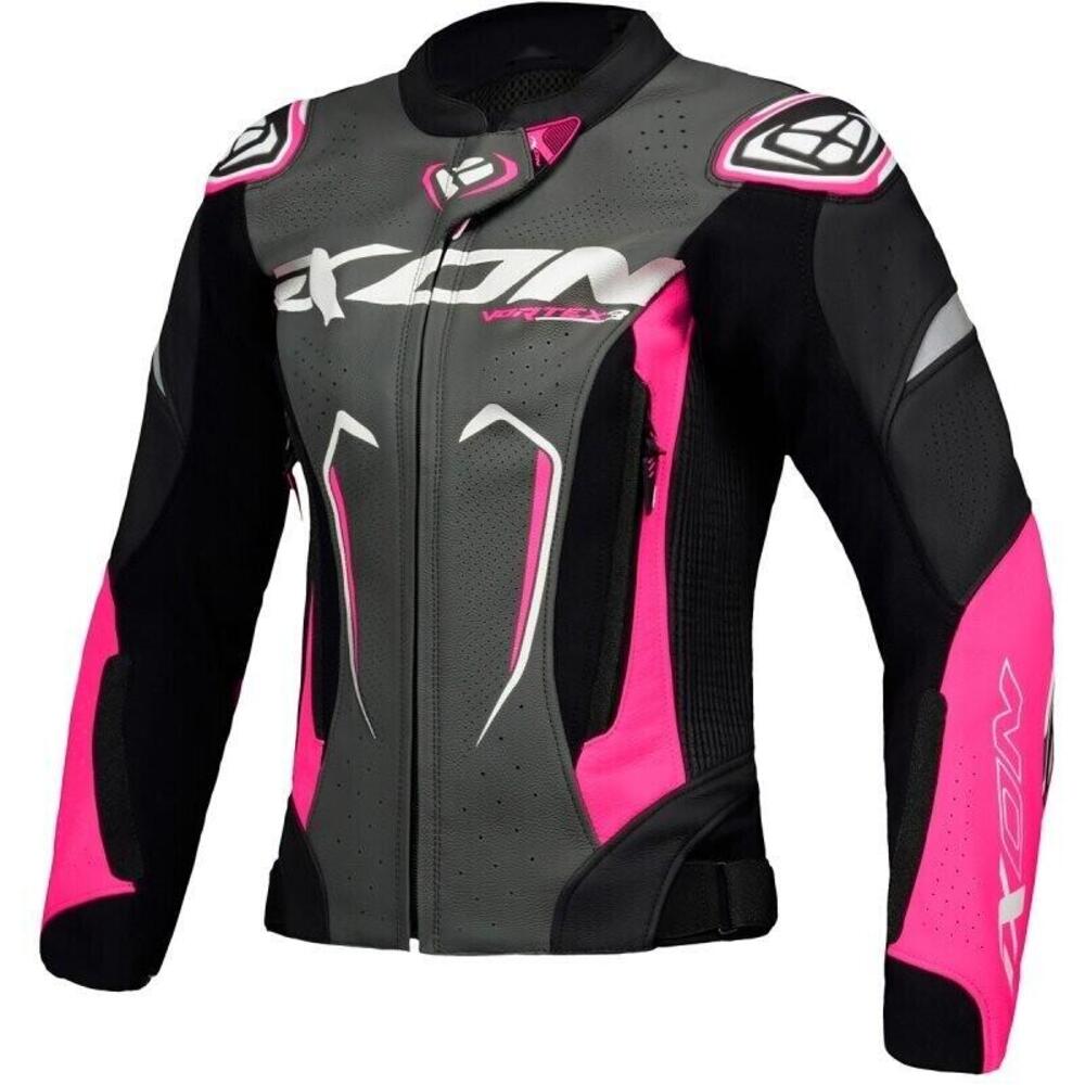 Giacca moto donna pelle Ixon Vortex 3 Nero Rosa Bi