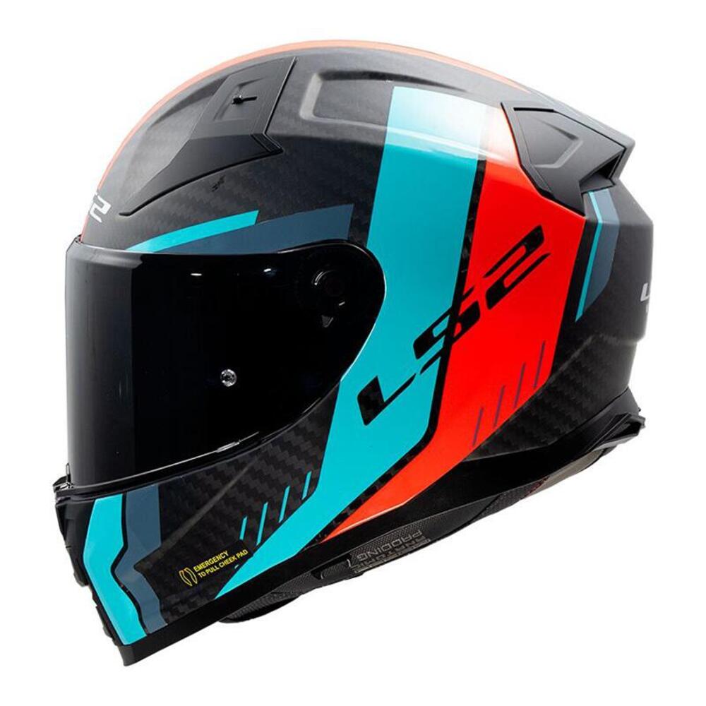 casco integrale LS2 Vector 2 in fibra rosso cyan o