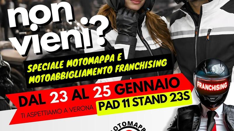Motoabbigliamento al Motor Bike Expo di Verona: franchising, Motomappa e iscrizioni al Trofeo 2026