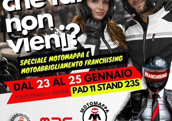 Motoabbigliamento al Motor Bike Expo di Verona: franchising, Motomappa e iscrizioni al Trofeo 2026