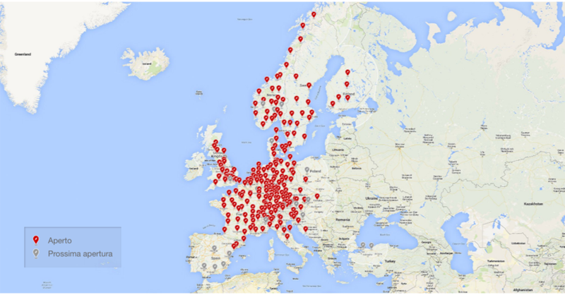 La mappa dei punti di ricarica Tesla in Europa