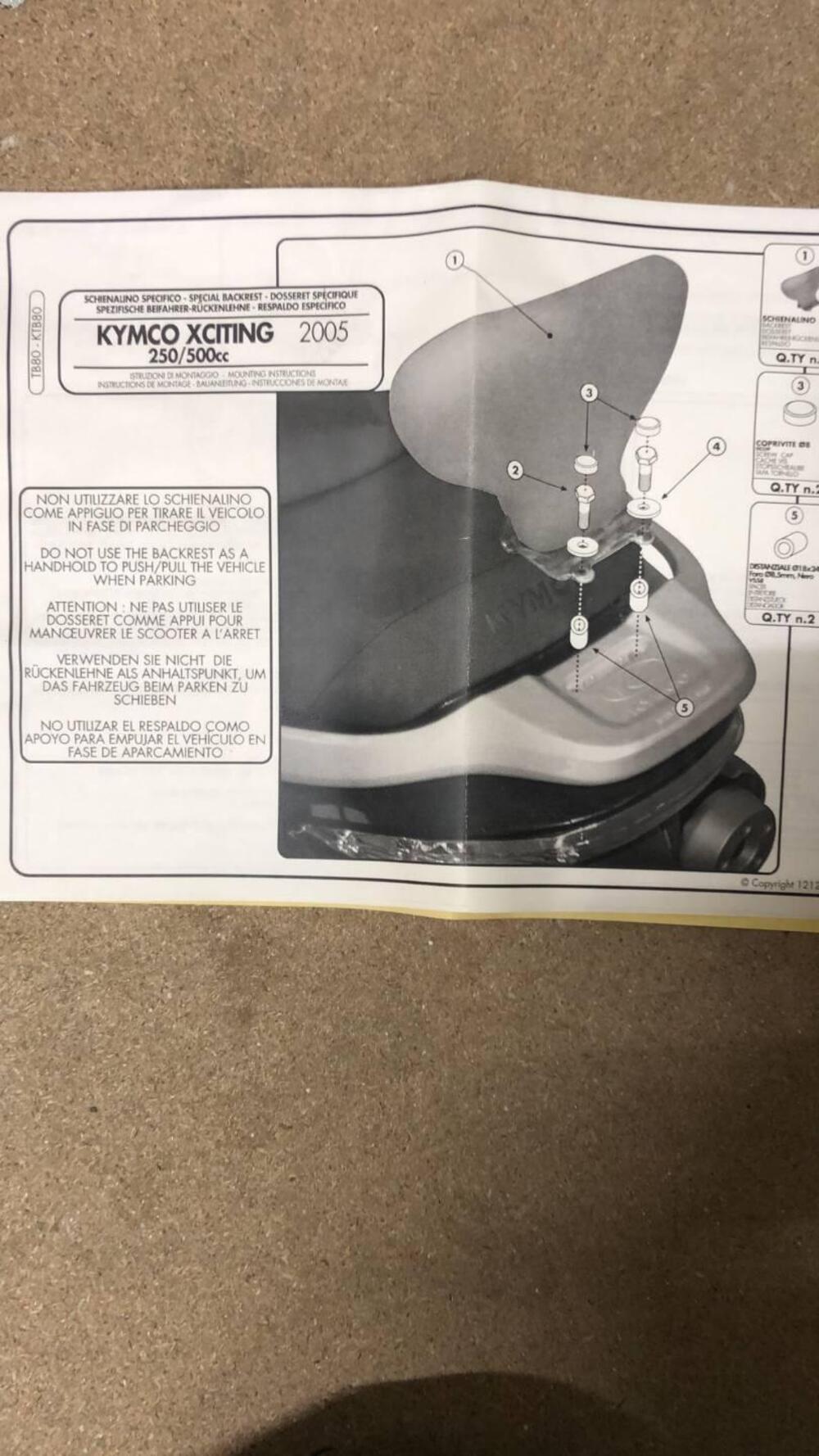 SCHIENALINO GIVI PER KYMCO XCITING 2008 CODICE TB8 (2)