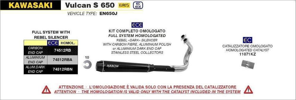 Scarico Completo Arrow per Kawasaki Vulcan S 650 (2)