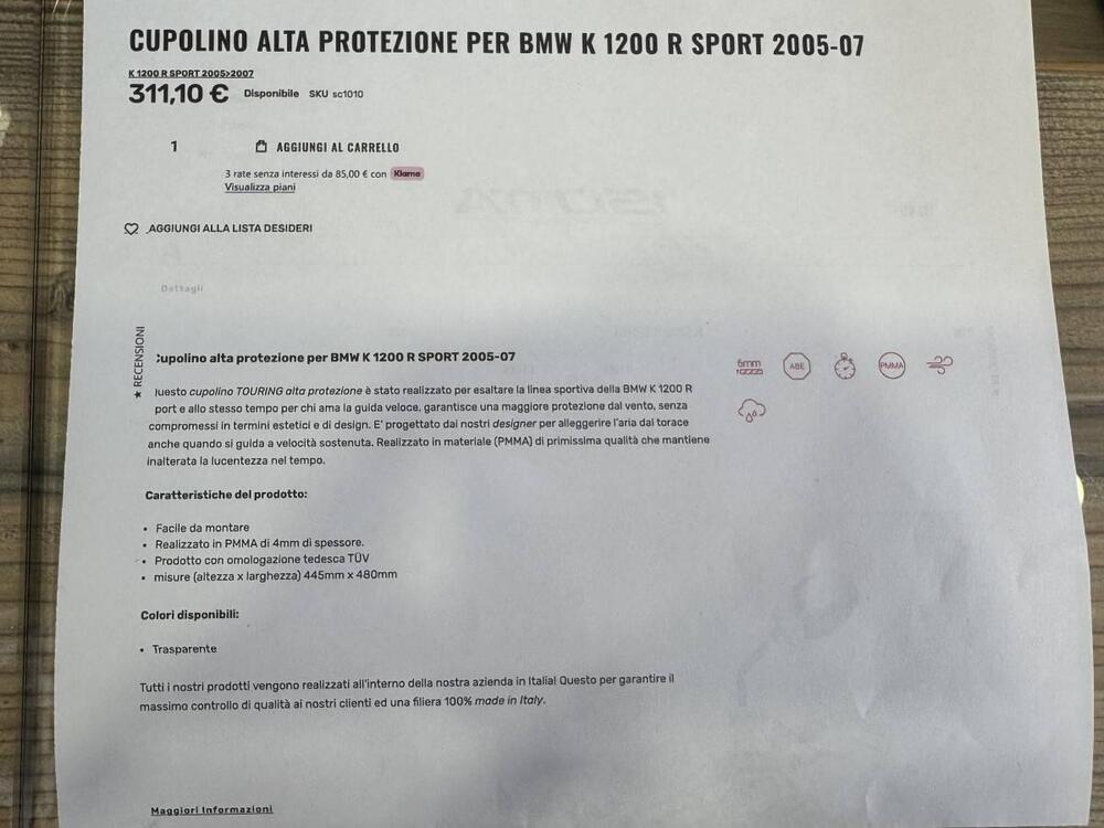 PARABREZZA ISOTTA BMW K 1200 R SPORT 2005-07 (5)