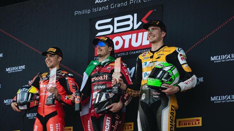 SBK 2026. GP d&rsquo;Australia a Phillip Island. Bulega sul primo gradino di un podio tutto italiano