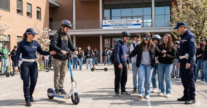 A Reggio Emilia la Polizia Locale porta a scuola monopattini e realt&agrave; aumentata