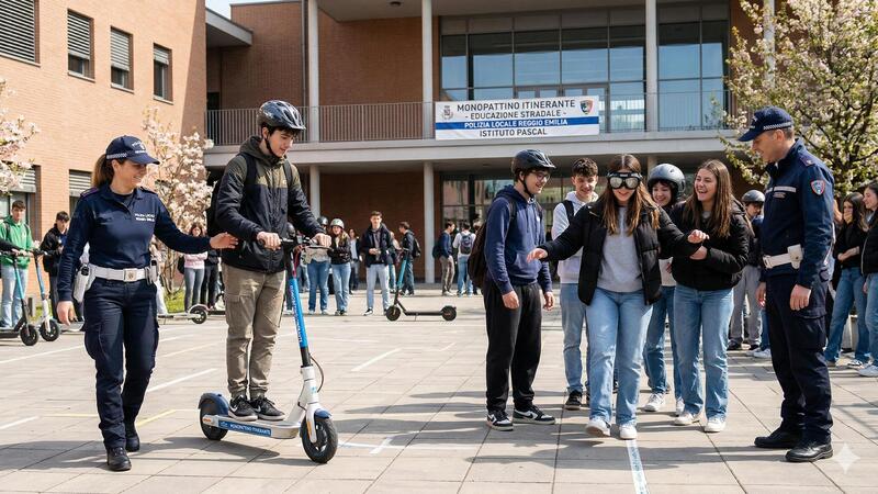 A Reggio Emilia la Polizia Locale porta a scuola monopattini e realt&agrave; aumentata