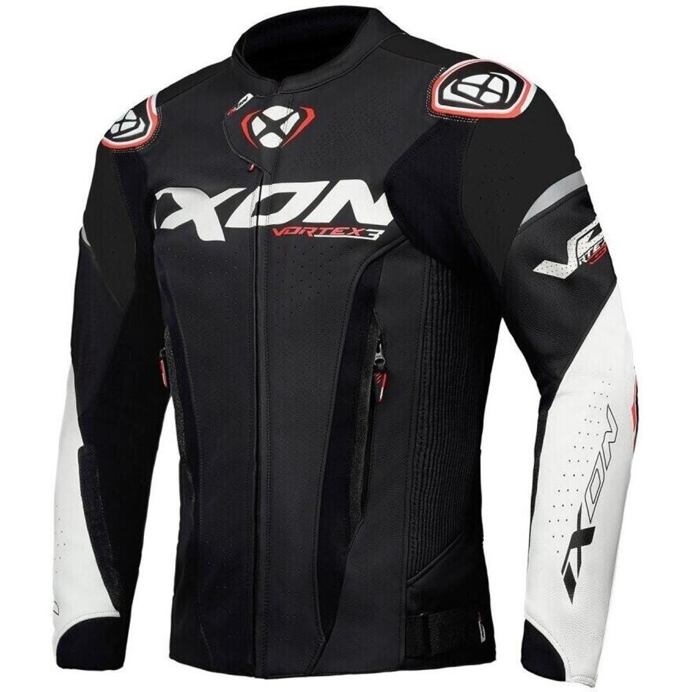 Giacca moto pelle Ixon Vortex 3 Nero bianco